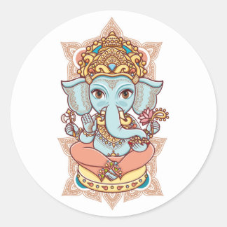 Hindu elephant God Lord Ganesh. Classic Round Sticker