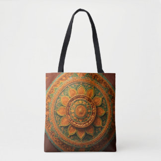 Hindu Folk Art Mandala Representation in 8K Tote Bag