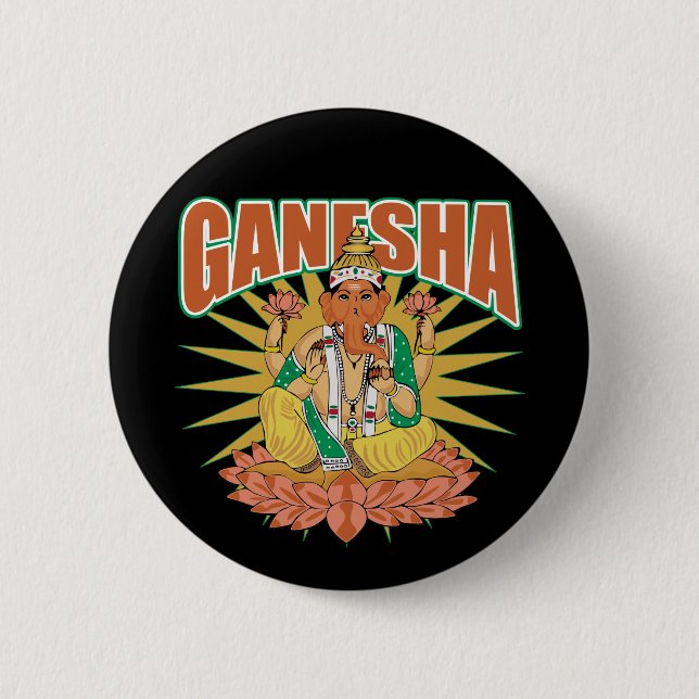 Hindu Ganesha 6 Cm Round Badge (Front)