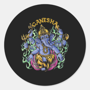 Hindu Ganesha God Elephant Spiritual Yoga Meditati Classic Round Sticker