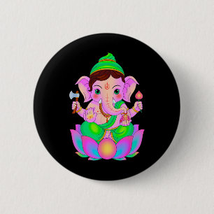 Hindu Ganesha Puja Elephant God India Meditation Y 6 Cm Round Badge