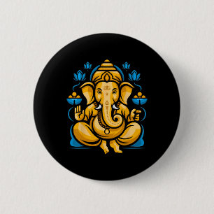 Hindu Ganesha Puja Elephant God India Meditation Y 6 Cm Round Badge