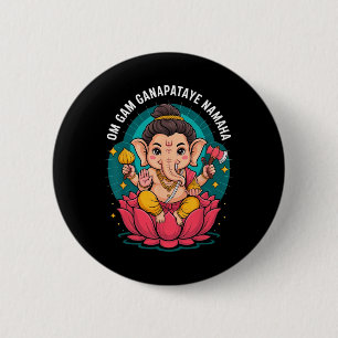 Hindu Ganesha Puja Elephant God India Meditation Y 6 Cm Round Badge