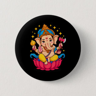 Hindu Ganesha Puja Elephant God India Meditation Y 6 Cm Round Badge