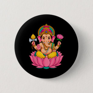 Hindu Ganesha Puja Elephant God India Meditation Y 6 Cm Round Badge