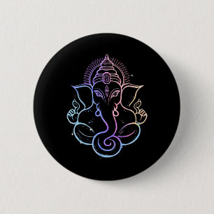 Hindu Ganesha Puja Elephant God India Meditation Y 6 Cm Round Badge