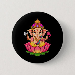 Hindu Ganesha Puja Elephant God India Meditation Y 6 Cm Round Badge