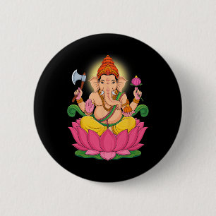 Hindu Ganesha Puja Elephant God India Meditation Y 6 Cm Round Badge