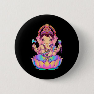 Hindu Ganesha Puja Elephant God India Meditation Y 6 Cm Round Badge
