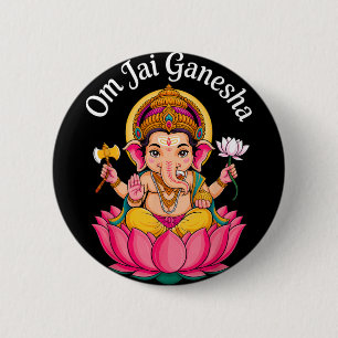 Hindu Ganesha Puja Elephant God India Meditation Y 6 Cm Round Badge
