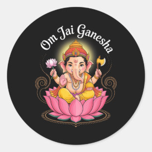 Hindu Ganesha Puja Elephant God India Meditation Y Classic Round Sticker