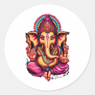Hindu Ganesha Puja Elephant God India Meditation Y Classic Round Sticker
