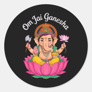 Hindu Ganesha Puja Elephant God India Meditation Y Classic Round Sticker