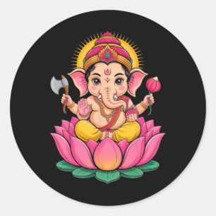 Hindu Ganesha Puja Elephant God India Meditation Y Classic Round Sticker
