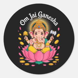 Hindu Ganesha Puja Elephant God India Meditation Y Classic Round Sticker