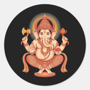 Hindu Ganesha Puja Elephant God India Meditation Y Classic Round Sticker