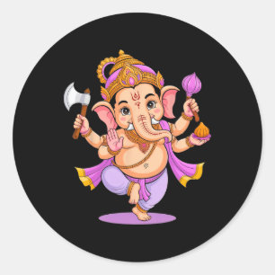 Hindu Ganesha Puja Elephant God India Meditation Y Classic Round Sticker