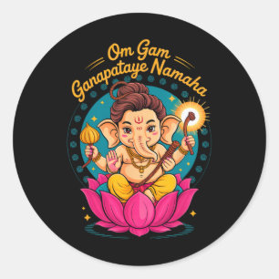 Hindu Ganesha Puja Elephant God India Meditation Y Classic Round Sticker