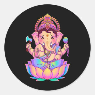 Hindu Ganesha Puja Elephant God India Meditation Y Classic Round Sticker