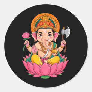 Hindu Ganesha Puja Elephant God India Meditation Y Classic Round Sticker