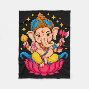 Hindu Ganesha Puja Elephant God India Meditation Y Fleece Blanket