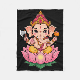 Hindu Ganesha Puja Elephant God India Meditation Y Fleece Blanket
