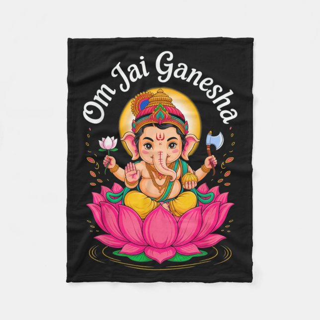 Hindu Ganesha Puja Elephant God India Meditation Y Fleece Blanket (Front)