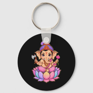 Hindu Ganesha Puja Elephant God India Meditation Y Key Ring