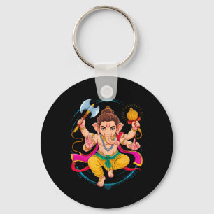 Hindu Ganesha Puja Elephant God India Meditation Y Key Ring