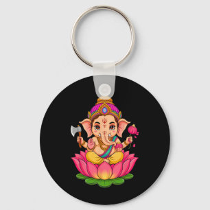 Hindu Ganesha Puja Elephant God India Meditation Y Key Ring