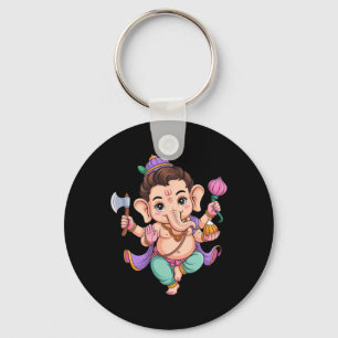 Hindu Ganesha Puja Elephant God India Meditation Y Key Ring