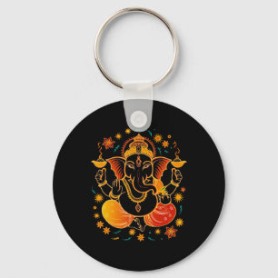 Hindu Ganesha Puja Elephant God India Meditation Y Key Ring
