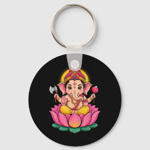 Hindu Ganesha Puja Elephant God India Meditation Y Key Ring