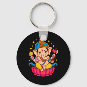 Hindu Ganesha Puja Elephant God India Meditation Y Key Ring