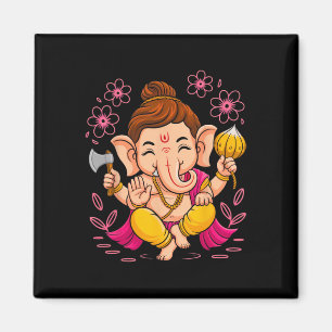 Hindu Ganesha Puja Elephant God India Meditation Y Magnet