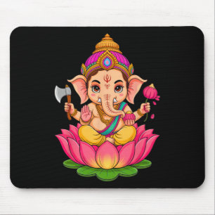 Hindu Ganesha Puja Elephant God India Meditation Y Mouse Pad