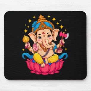 Hindu Ganesha Puja Elephant God India Meditation Y Mouse Pad