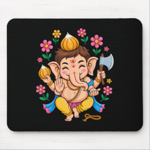 Hindu Ganesha Puja Elephant God India Meditation Y Mouse Pad