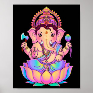 Hindu Ganesha Puja Elephant God India Meditation Y Poster