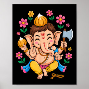 Hindu Ganesha Puja Elephant God India Meditation Y Poster