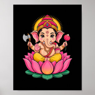 Hindu Ganesha Puja Elephant God India Meditation Y Poster