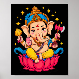 Hindu Ganesha Puja Elephant God India Meditation Y Poster