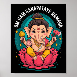 Hindu Ganesha Puja Elephant God India Meditation Y Poster