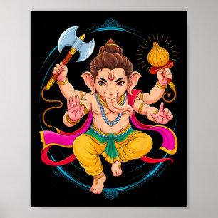 Hindu Ganesha Puja Elephant God India Meditation Y Poster