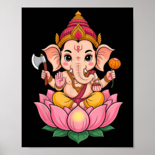 Hindu Ganesha Puja Elephant God India Meditation Y Poster
