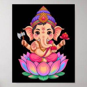 Hindu Ganesha Puja Elephant God India Meditation Y Poster