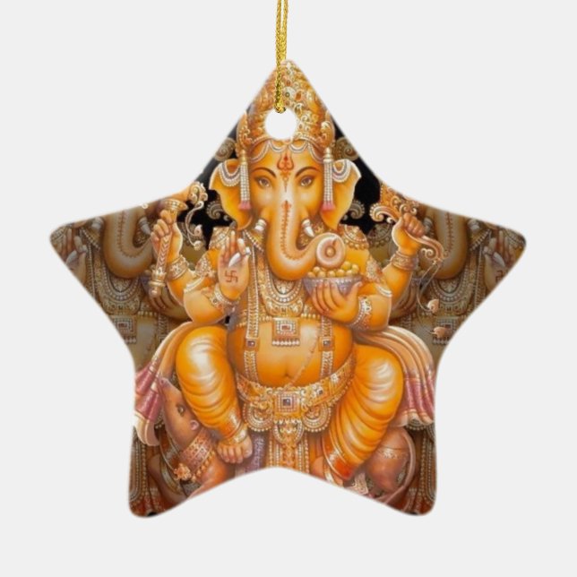 Hindu God Ganesh Ceramic Tree Decoration (Front)