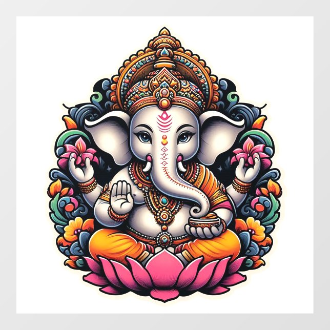 Hindu God Lord Ganesh Ganesha Ganpati Window Cling (Sheet)