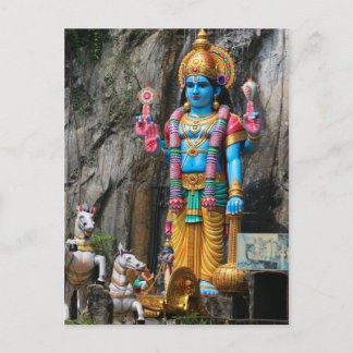 Hindu God sculpture with horse carriage Postcard