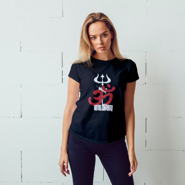 Hindu God Shiva Om Namah Shivay with Trident OM T-Shirt (Creator Uploaded)